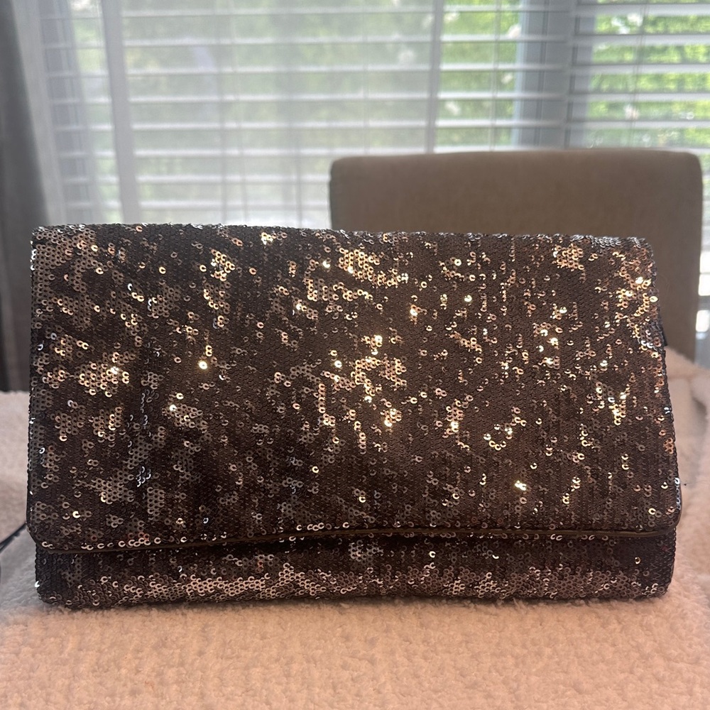 BCBG gunmetal Sequin Clutch